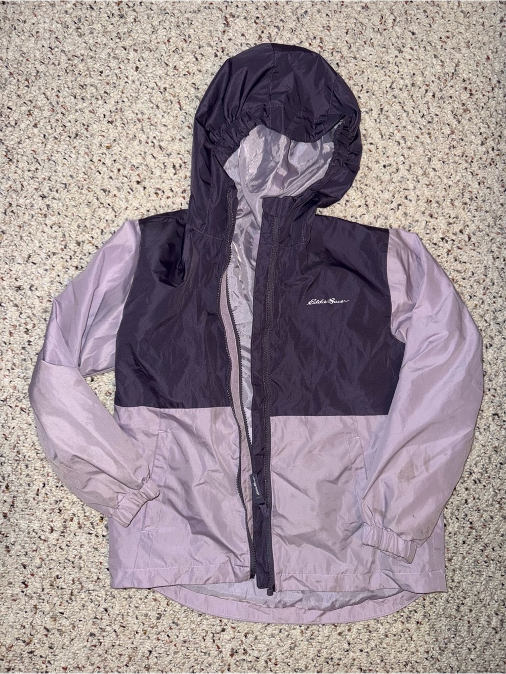 Eddie Bauer Kids' Two-Tone Hooded Windbreaker Jacket - Lavender & Dark Plum